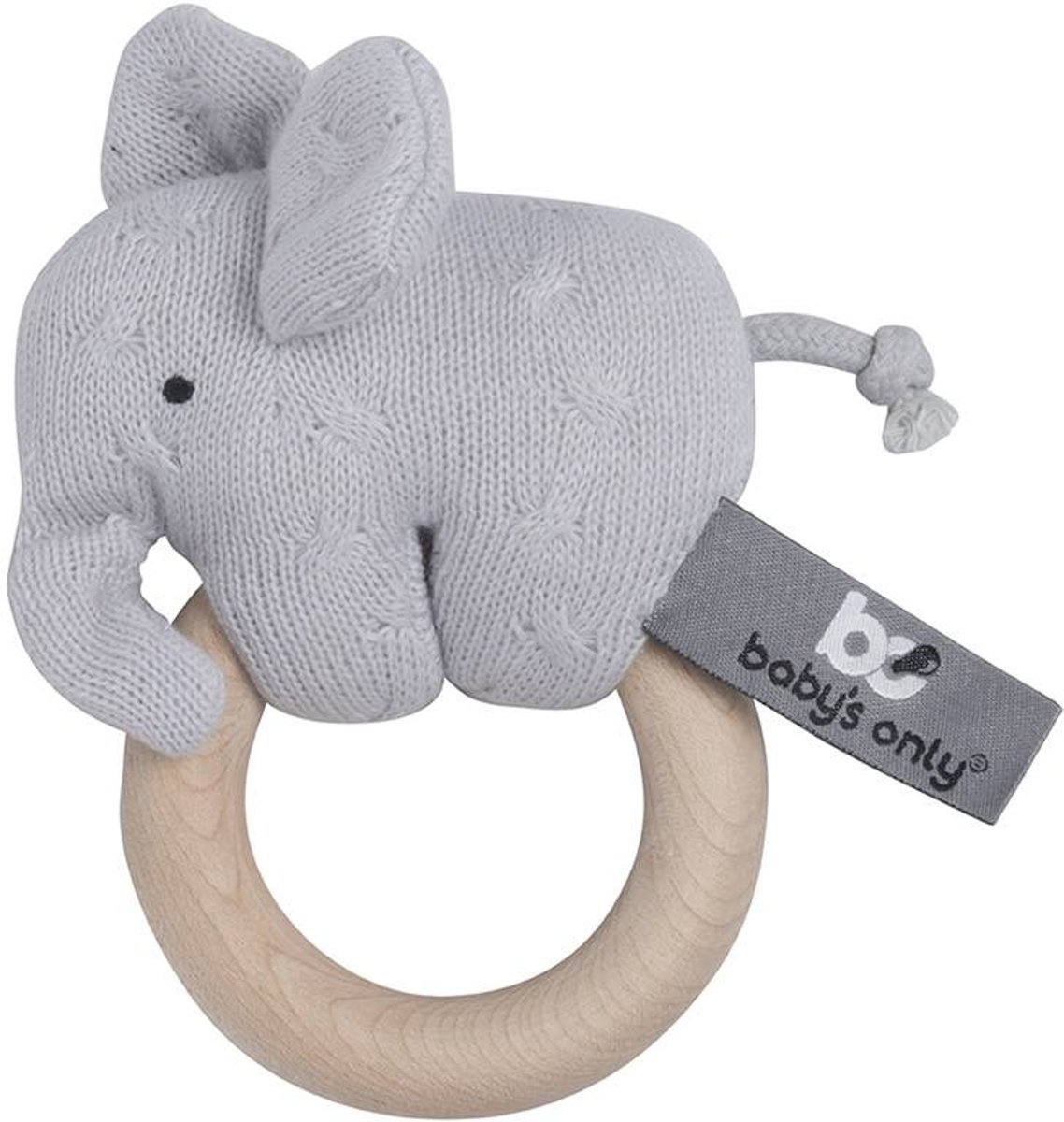 Babys Only Olifant Houten Rammelaar Zilvergrijs